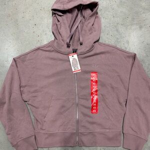 Womens’s DKNY Full Zip Mauve Full Zip Cropped Hoodie XS